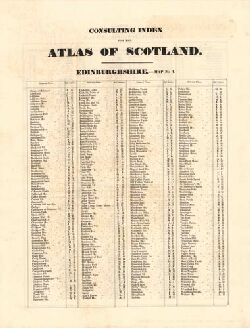 Four columns of black text, which form the index of the Atlas of Scotland.