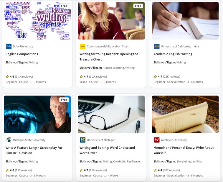 Writing classes and courses from Coursera.com