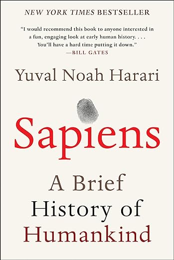 The cover of "Sapiens: A Brief History of Humankind" by Yuval Noah Harari used to illustrate book acknowledgements example