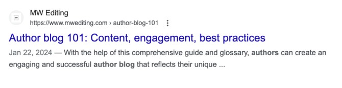 The meta description of the blog post titled 'Author blog 1010: Content, engagement, best practices.'