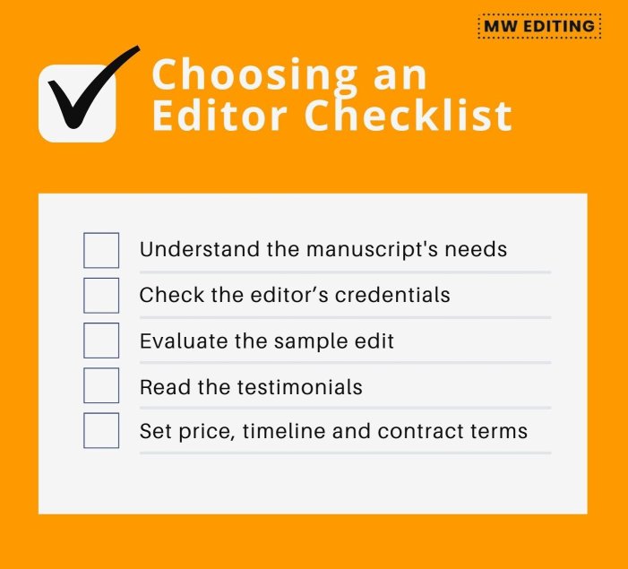 Choosing an editor for self-publishing success checklist